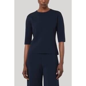NEW MAXMARA viscose crêpe crew-neck jumper in ultramarine